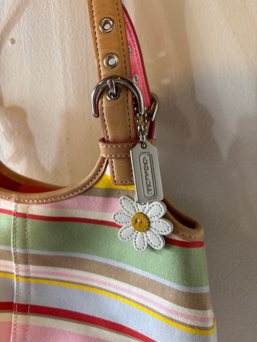 Vintage Coach Pastel Stripe Hobo Bag - Picture 2 of 3